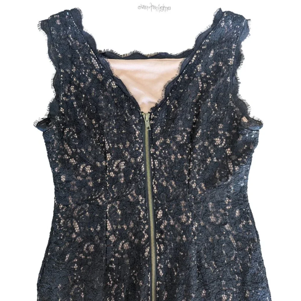 ADRIANNA PAPELL black lace sleeveless form fitting dress - Picture 3 of 9